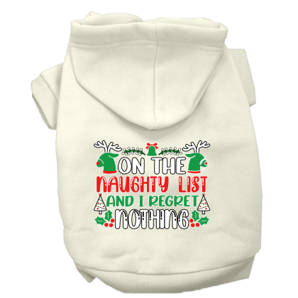 I Regret Nothing Screen Print Dog Hoodie Cream Size XS