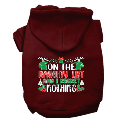 I Regret Nothing Screen Print Dog Hoodie Maroon Size XS