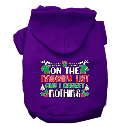 I Regret Nothing Screen Print Dog Hoodie Purple Size XS