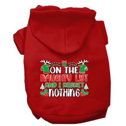 I Regret Nothing Screen Print Dog Hoodie Red Size XS