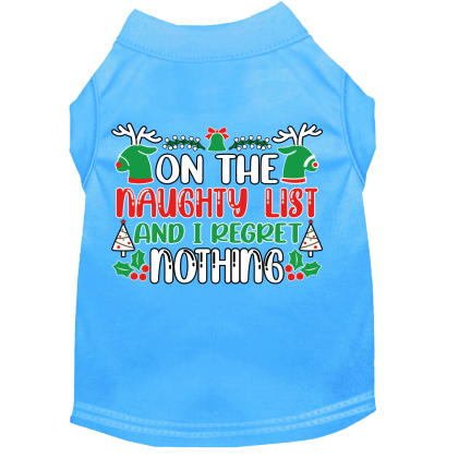 I Regret Nothing Screen Print Dog Shirt Bermuda Blue Size XS
