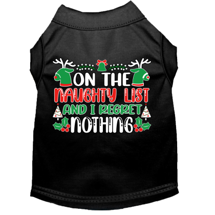 I Regret Nothing Screen Print Dog Shirt Black Size XS