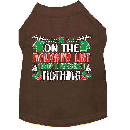 I Regret Nothing Screen Print Dog Shirt Brown Size XS