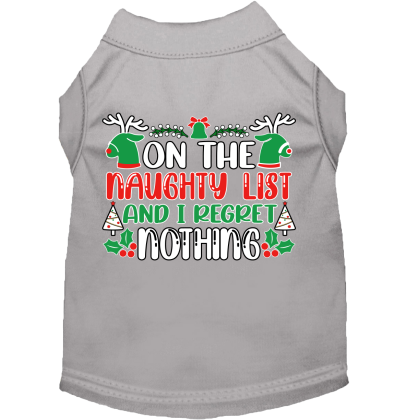 I Regret Nothing Screen Print Dog Shirt Grey Size XS
