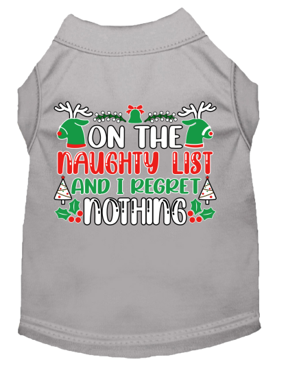 I Regret Nothing Screen Print Dog Shirt Grey Size XS