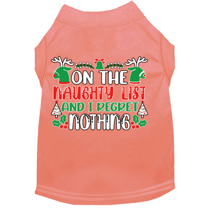I Regret Nothing Screen Print Dog Shirt Peach Size XS