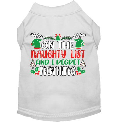 I Regret Nothing Screen Print Dog Shirt White Size XS