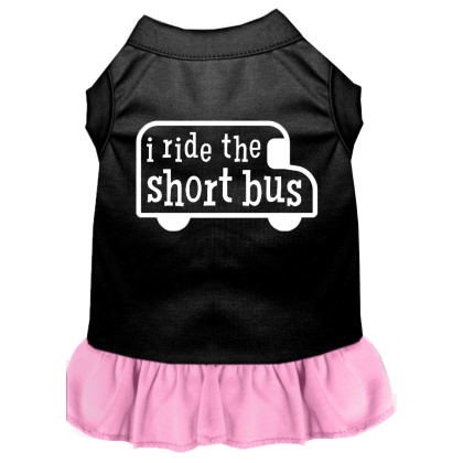 I ride the short bus Screen Print Dress Black with Light Pink Lg