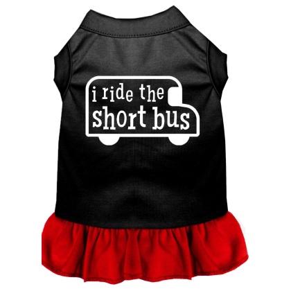I ride the short bus Screen Print Dress Black with Red Lg