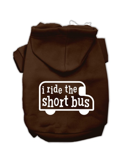I ride the short bus Screen Print Pet Hoodies Brown Size L