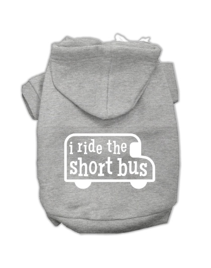 I ride the short bus Screen Print Pet Hoodies Grey Size L