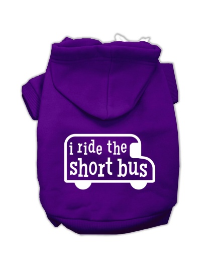 I ride the short bus Screen Print Pet Hoodies Purple Size L