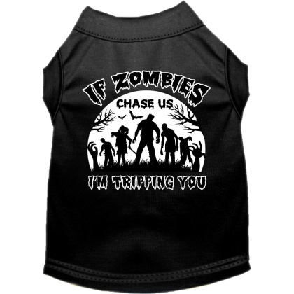 If Zombies Chase Us Screen Print Dog Shirt Black Size XS
