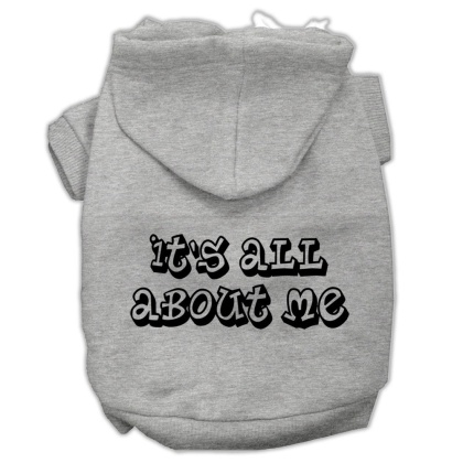 It's All About Me Screen Print Pet Hoodies Grey Size Lg