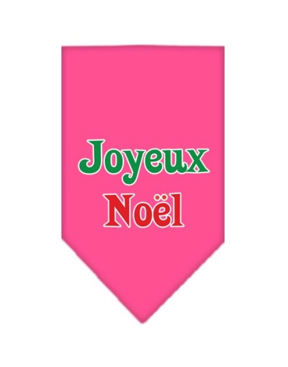 Joyeux Noel Screen Print Bandana Bright Pink Large