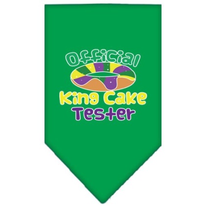 King Cake Taster Screen Print Mardi Gras Bandana Emerald Green Large