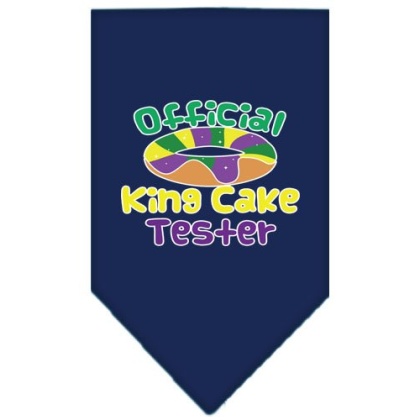 King Cake Taster Screen Print Mardi Gras Bandana Navy Blue large