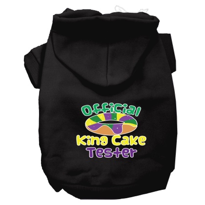 King Cake Taster Screen Print Mardi Gras Dog Hoodie Black L