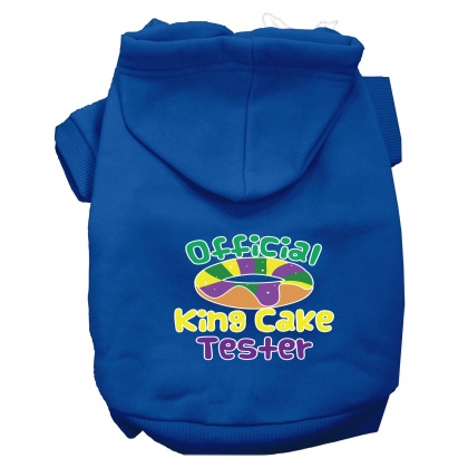King Cake Taster Screen Print Mardi Gras Dog Hoodie Blue L