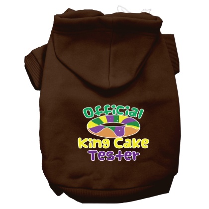 King Cake Taster Screen Print Mardi Gras Dog Hoodie Brown L