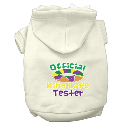 King Cake Taster Screen Print Mardi Gras Dog Hoodie Cream L