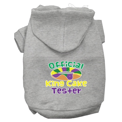 King Cake Taster Screen Print Mardi Gras Dog Hoodie Grey L