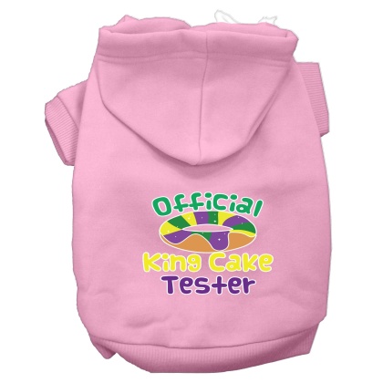 King Cake Taster Screen Print Mardi Gras Dog Hoodie Light Pink L