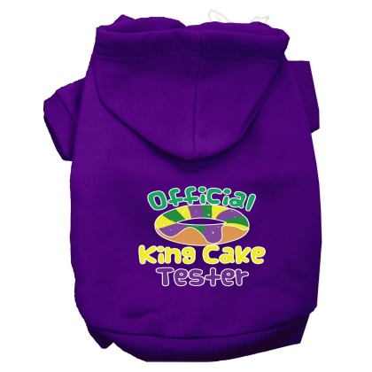 King Cake Taster Screen Print Mardi Gras Dog Hoodie Purple L