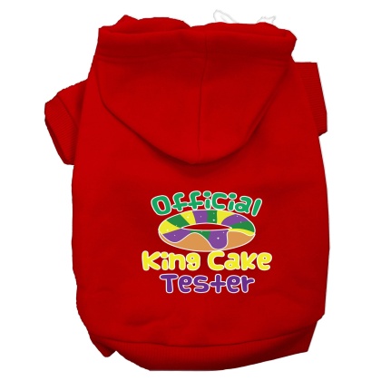 King Cake Taster Screen Print Mardi Gras Dog Hoodie Red L