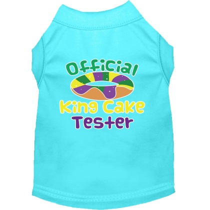 King Cake Taster Screen Print Mardi Gras Dog Shirt Aqua Lg
