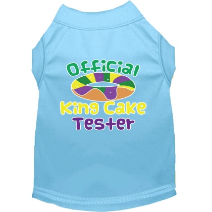 King Cake Taster Screen Print Mardi Gras Dog Shirt Baby Blue Lg