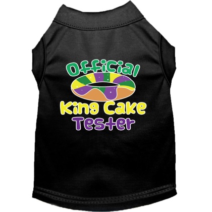 King Cake Taster Screen Print Mardi Gras Dog Shirt Black Lg