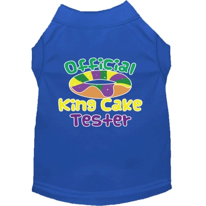 King Cake Taster Screen Print Mardi Gras Dog Shirt Blue Lg