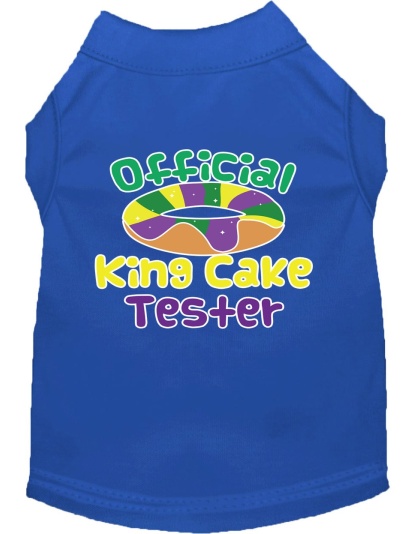 King Cake Taster Screen Print Mardi Gras Dog Shirt Blue Lg