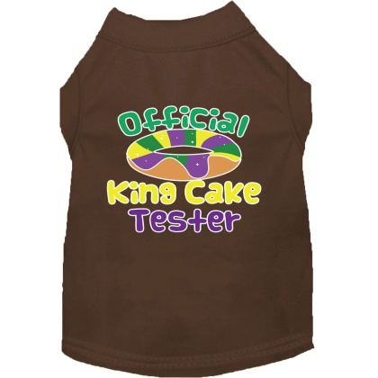 King Cake Taster Screen Print Mardi Gras Dog Shirt Brown Lg
