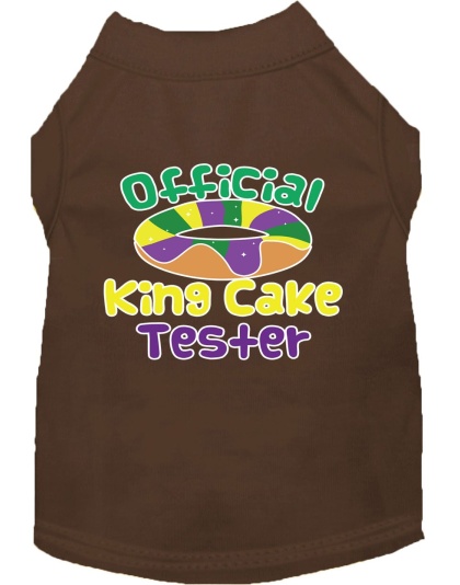 King Cake Taster Screen Print Mardi Gras Dog Shirt Brown Lg