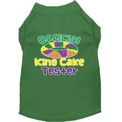 King Cake Taster Screen Print Mardi Gras Dog Shirt Green Lg