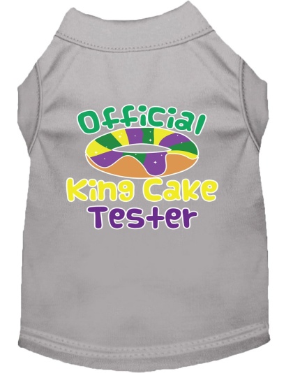 King Cake Taster Screen Print Mardi Gras Dog Shirt Grey Lg