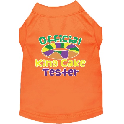 King Cake Taster Screen Print Mardi Gras Dog Shirt Orange Lg