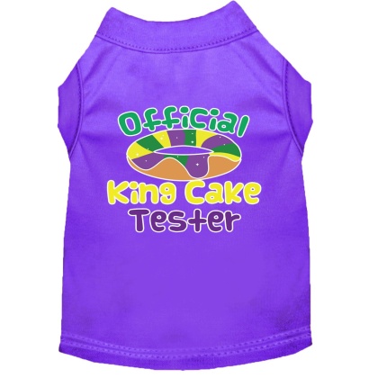 King Cake Taster Screen Print Mardi Gras Dog Shirt Purple Lg
