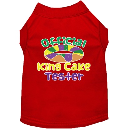 King Cake Taster Screen Print Mardi Gras Dog Shirt Red Lg