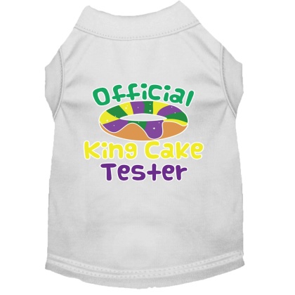 King Cake Taster Screen Print Mardi Gras Dog Shirt White Lg