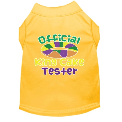 King Cake Taster Screen Print Mardi Gras Dog Shirt Yellow Lg