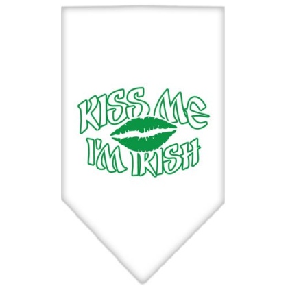 Kiss me I'm Irish Screen Print Bandana White Large