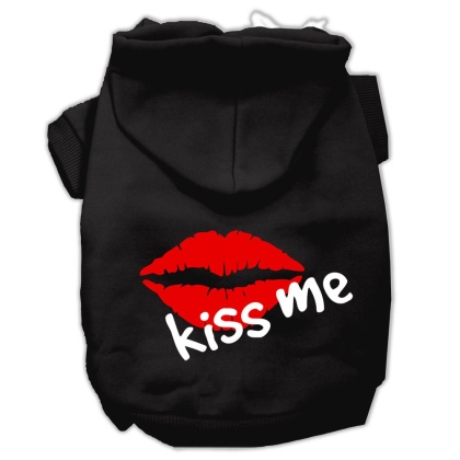Kiss Me Screen Print Pet Hoodies Black Size Lg