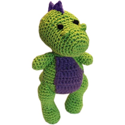 Knit Knacks Dex the T-Rex Organic Cotton Small Dog Toy