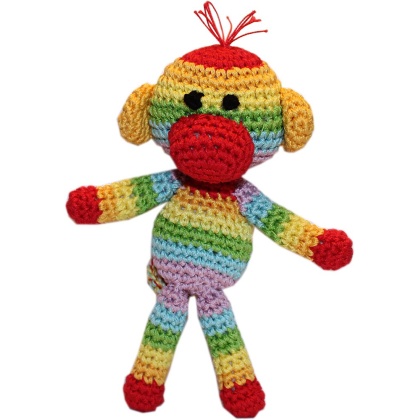 Knit Knacks Rizzo the Rainbow Monkey Organic Cotton Small Dog Toy