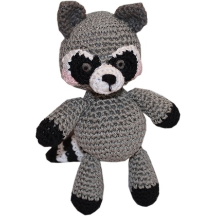 Knit Knacks Rowdy The Trash Panda Raccoon  Organic Cotton Small Dog Toy