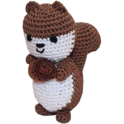 Knit Knacks Slappy the Happy Squirrel Organic Cotton Small Dog Toy