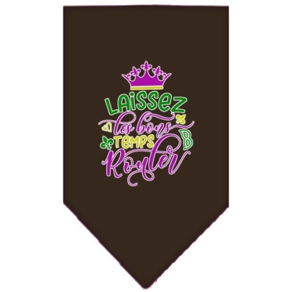 Laissez Les Bons Temps Rouler Screen Print Mardi Gras Bandana Cocoa Large